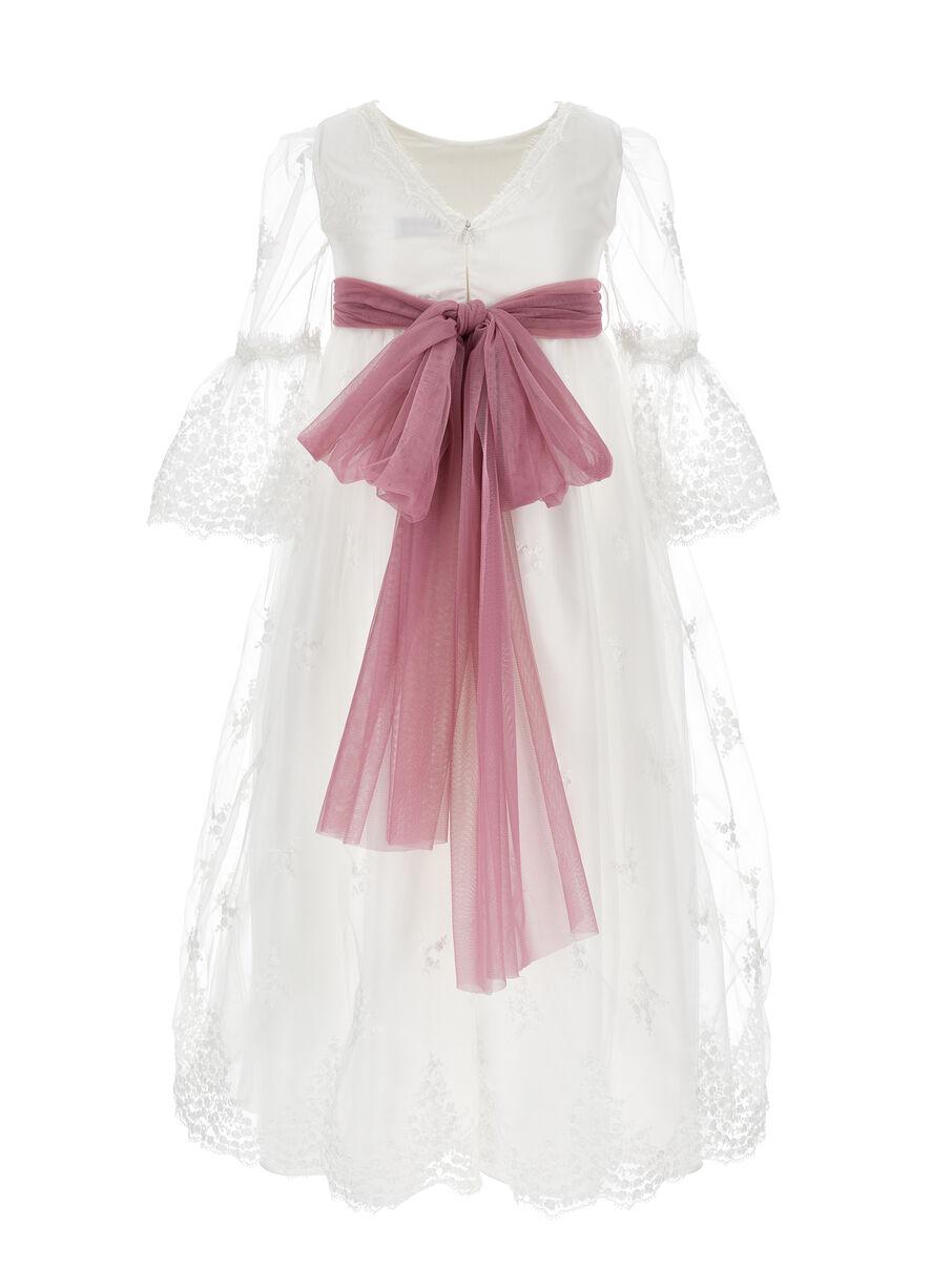Abito lungo pizzo tulle ricamato