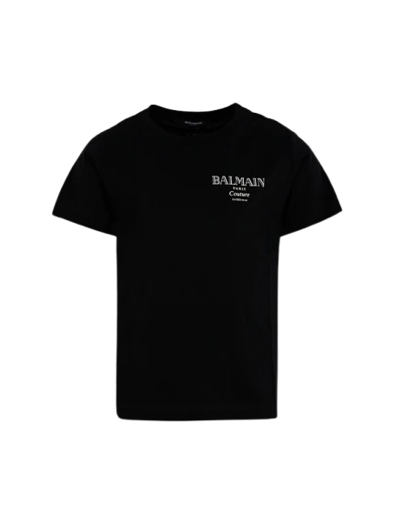 T-shirt nera con stampa per bambino BX8P91 Z3186 930BC BALMAIN 