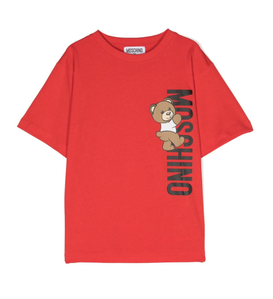 T-shirt rossa toy e logo HVM03R LAA02 50109 MOSCHINO 