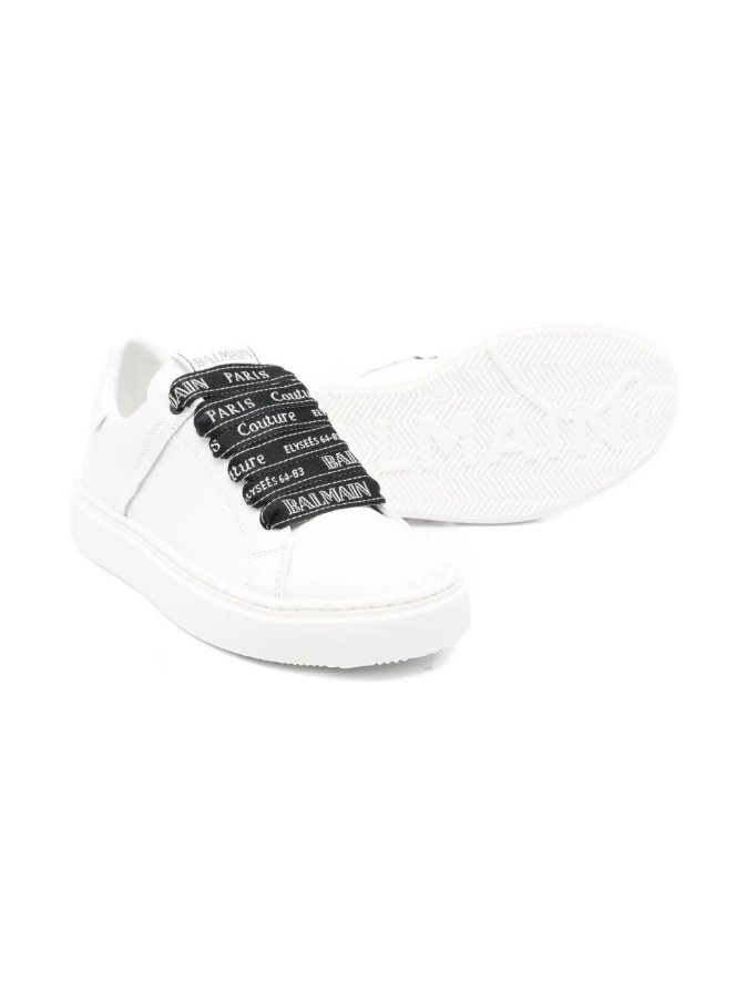 Sneakers bianche per bambino con lacci logati BX0A26 Z2504 100NE BALMAIN 