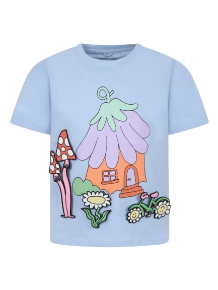 T-shirt blu con stampa