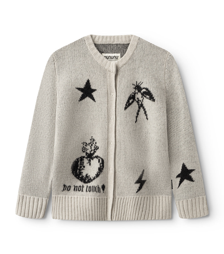 Cardigan in maglia NU3968 SMOKEY NATURAL NUNUNU 