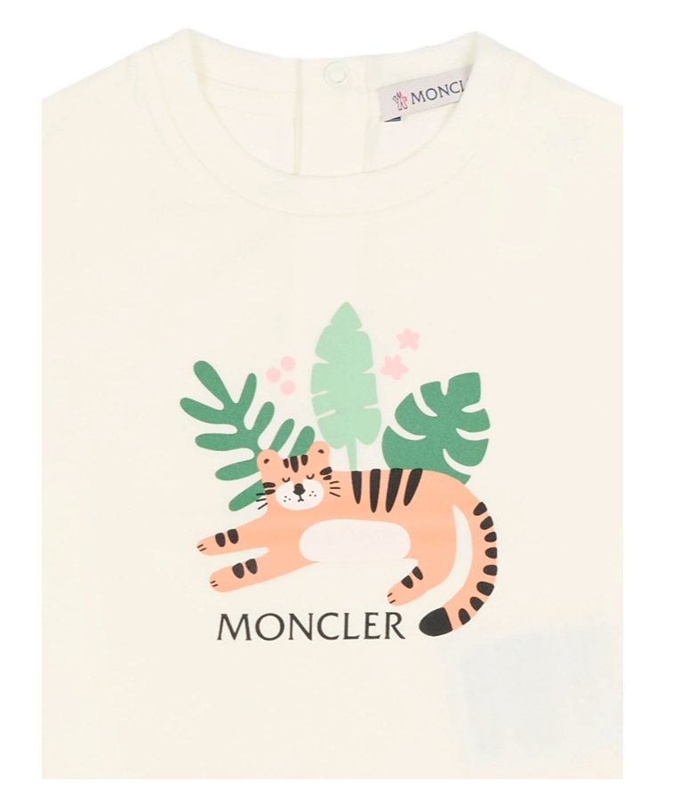 T-shirt in cotone con volant e motivo animali L1951 8C00002 89AUM 034 MONCLER 