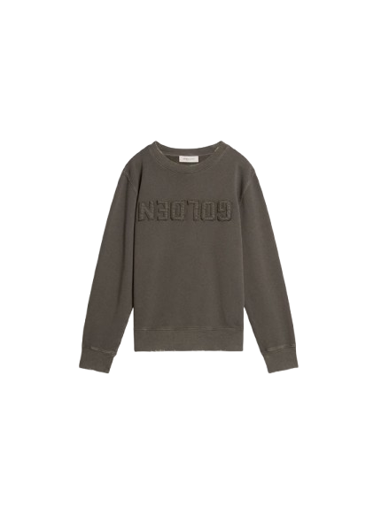 GOLDEN UNISEX CREW NECK SWETASHIRT DISTRESSED COTTON FLEECE WITH LOGO GKP02214 P002244 60278 60278 GOLDEN GOOSE 