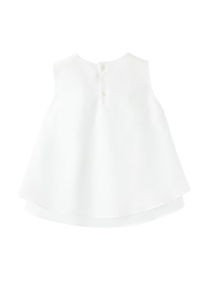 Top in voile di cotone con ricamo fiori