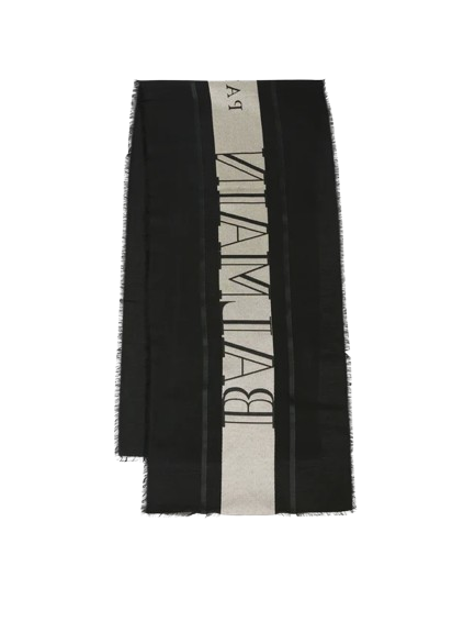 Sciarpa nera per bambini con logo BX0B23 Z3392 930AV BALMAIN 