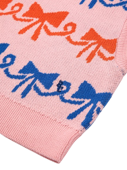 Gilet jacquard con stampa  fiocco
