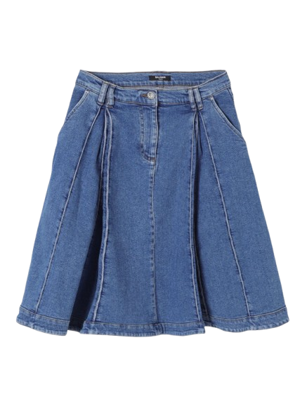 Gonna denim plissettata