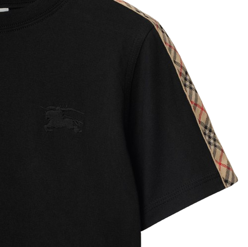 T-shirt in cotone con finiture a quadri 8108033 A1189 BURBERRY 