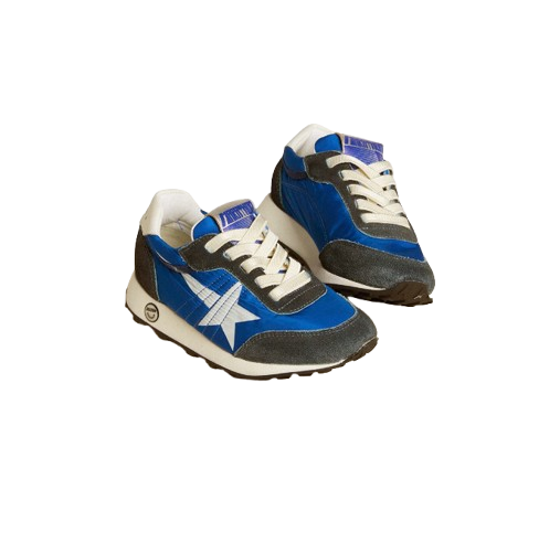 Marathon Young in nylon blu con stella stampata e talloncino in pelle GYF00335 F006716 50738 GOLDEN GOOSE 