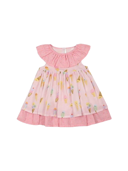 Vestito rosa per neonata con gelato all over
