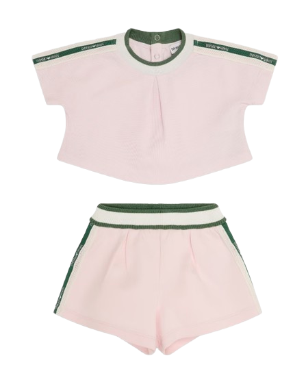 Completo T-shirt e shorts in jersey tape logo