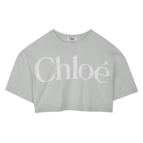 T-shirt crop con stampa<BR/>