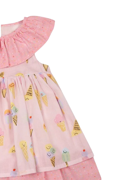 Vestito rosa per neonata con gelato all over