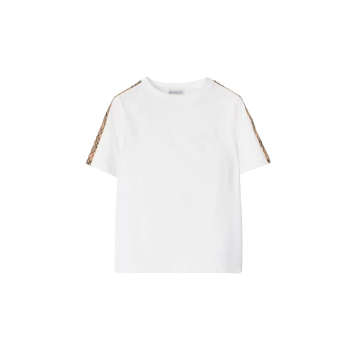 T-shirt in cotone con finiture Check 8108049 A1464 BURBERRY 