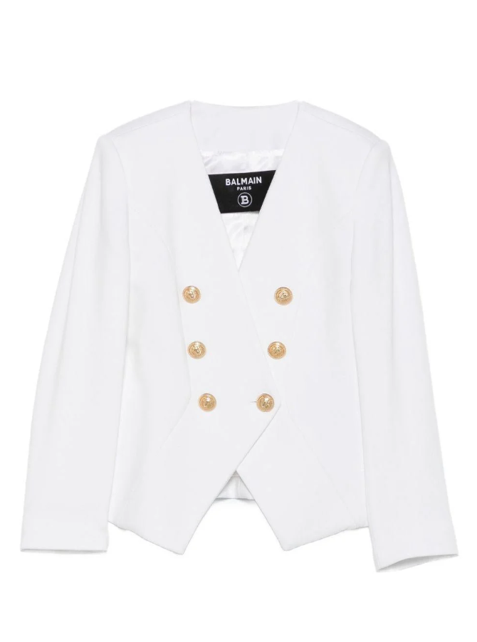 Giaacca doppiopetto per bambina BX2B64 J0371 100 BALMAIN 