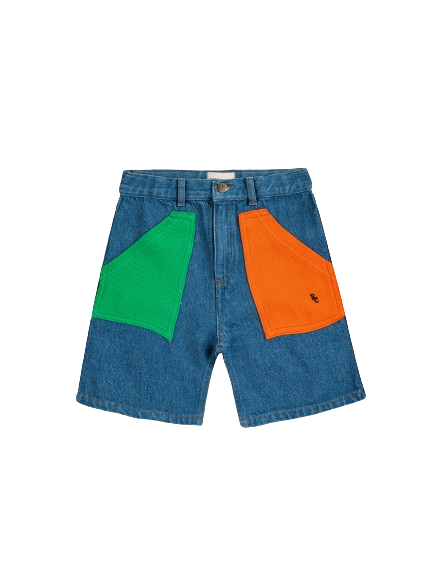 Bermuda in denim color block 124AC086 BLUE BOBO CHOSES 