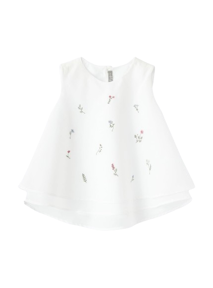 Top in voile di cotone con ricamo fiori