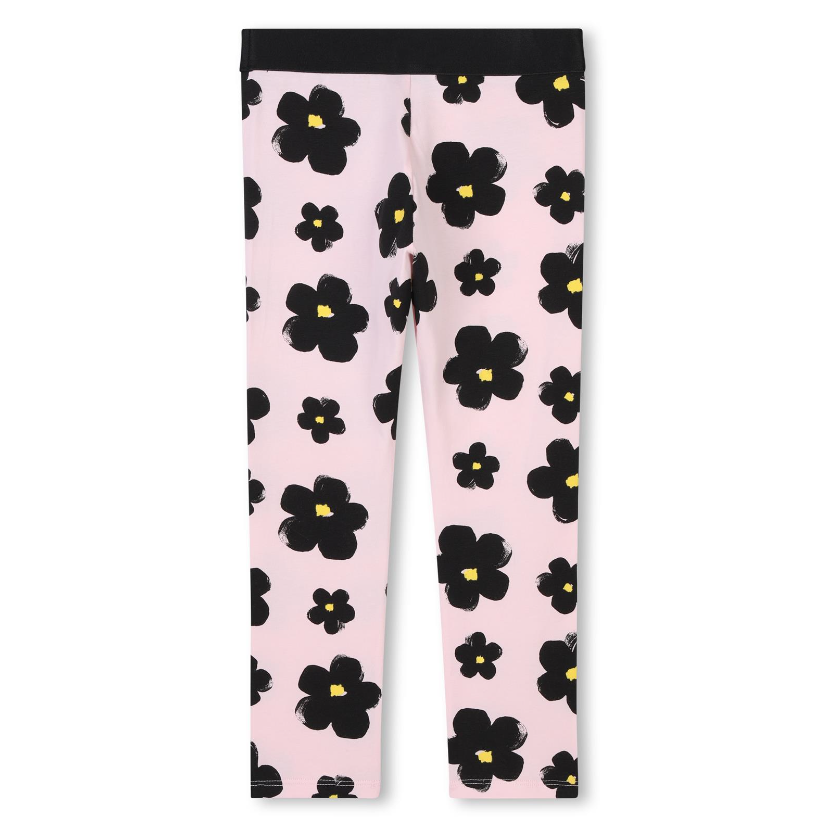 Leggings a fiori per bambina Marc Jacobs Kids rosa con vita elasticizzata