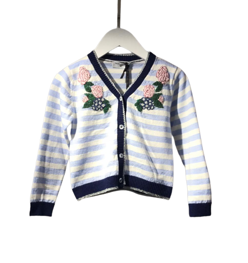 Cardigan con righe e fiori