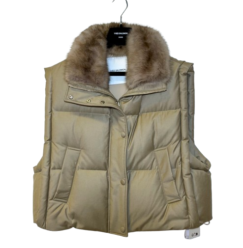 Gilet in flanella con collare di pelliccia 26W26WAG01854WO2W A2068 YVES SALOMON 