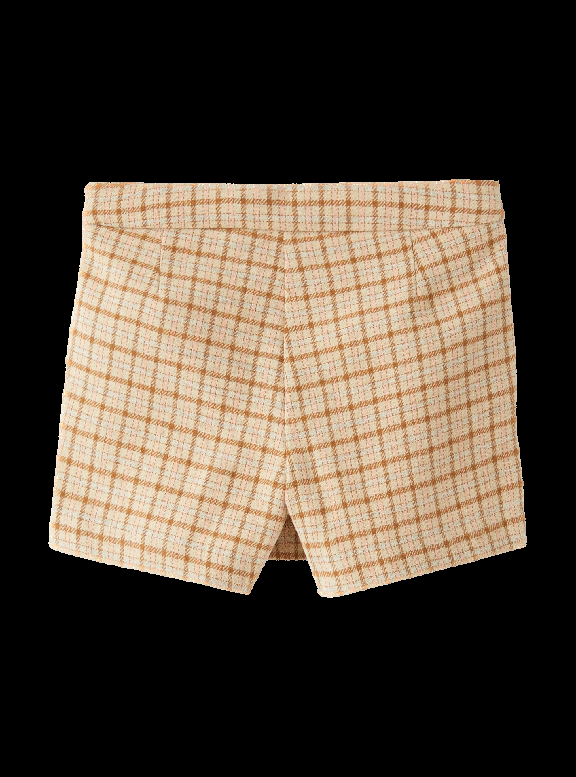 Shorts a quadretti con frange