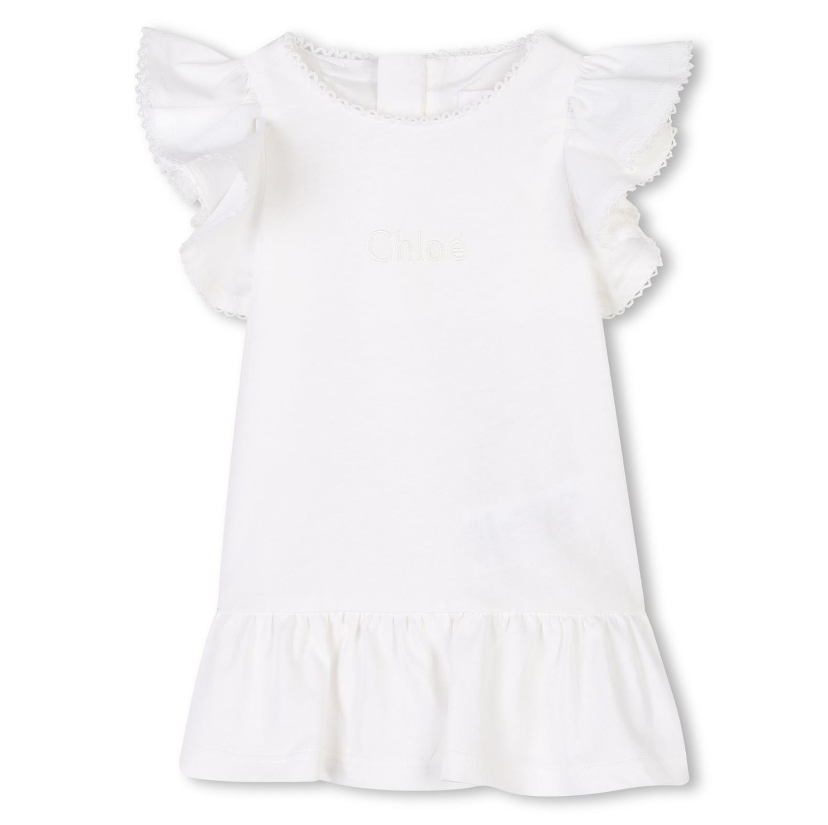 Tuta bianca per neonata con logo