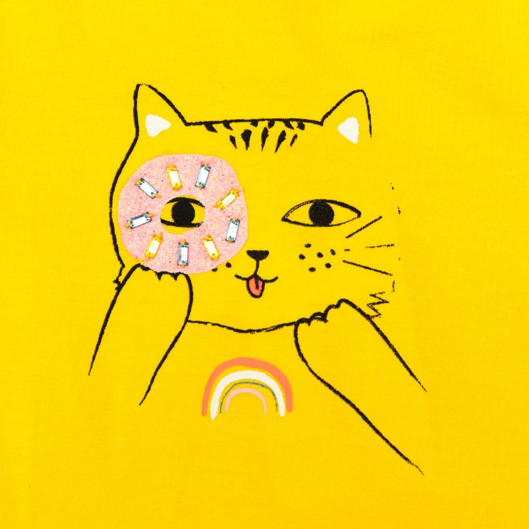 T-shirt neonata gialla con stampa