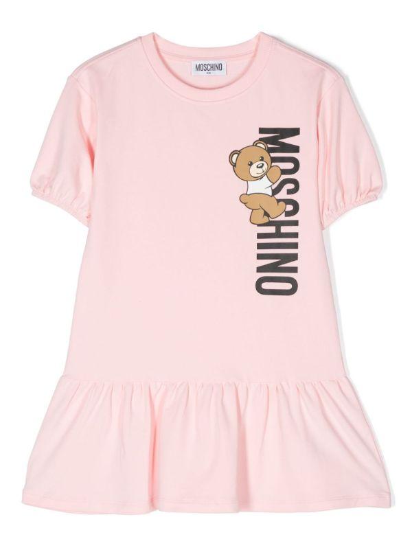 Vestito rosa per bambina con Teddy Bear e logo