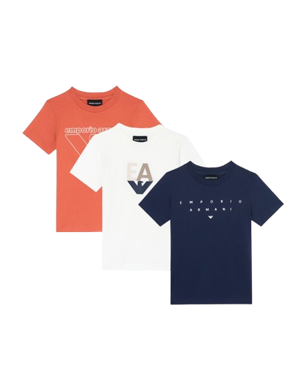 PACK 3 T-SHIRT IN JERSEY CON STAMPA LOGO ASV EB000832 AF14503 M0011 ARMANI JUNIOR 