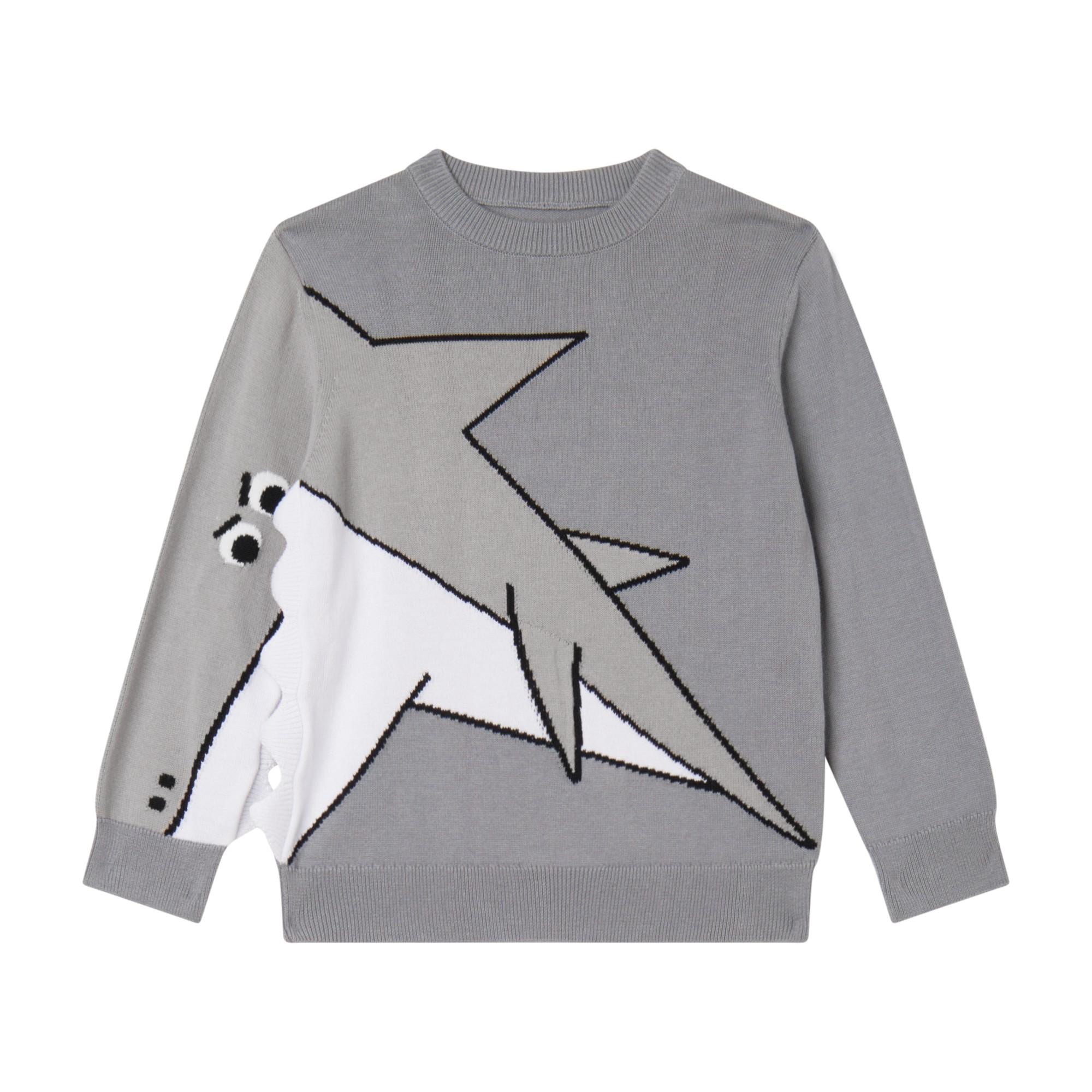 Maglione con stampa e applicazioni squalo