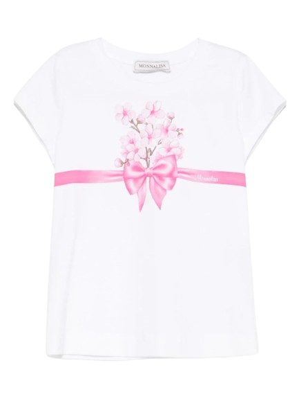 T-shirt jersey stampa fiocco 11E609 5202 0099 MONNALISA 