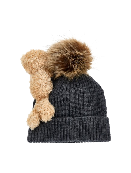 Cappello in maglia con pompon e orsetto 19F005 6063 0031 MONNALISA 