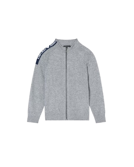 MAGLIONE CON ZIP IN MISTO LANA CON LOGO JACQUARD EB000648 AF17340 O8005 ARMANI JUNIOR 
