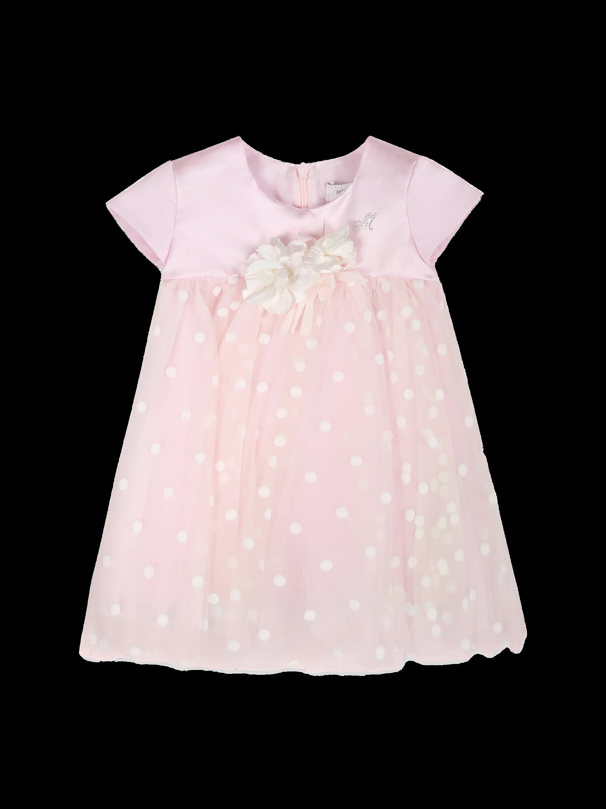 Abito rosa elegante per neonata con pois e tulle
