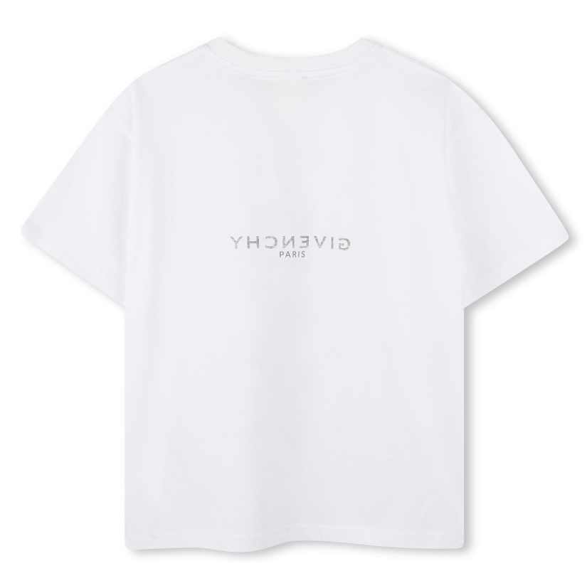 T-shirt per bambino Givenchy Kids bianco con stampa grafica sul davanti