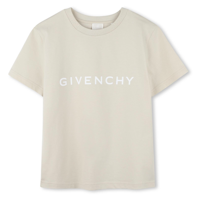 T-shirt beige per bambini con logo