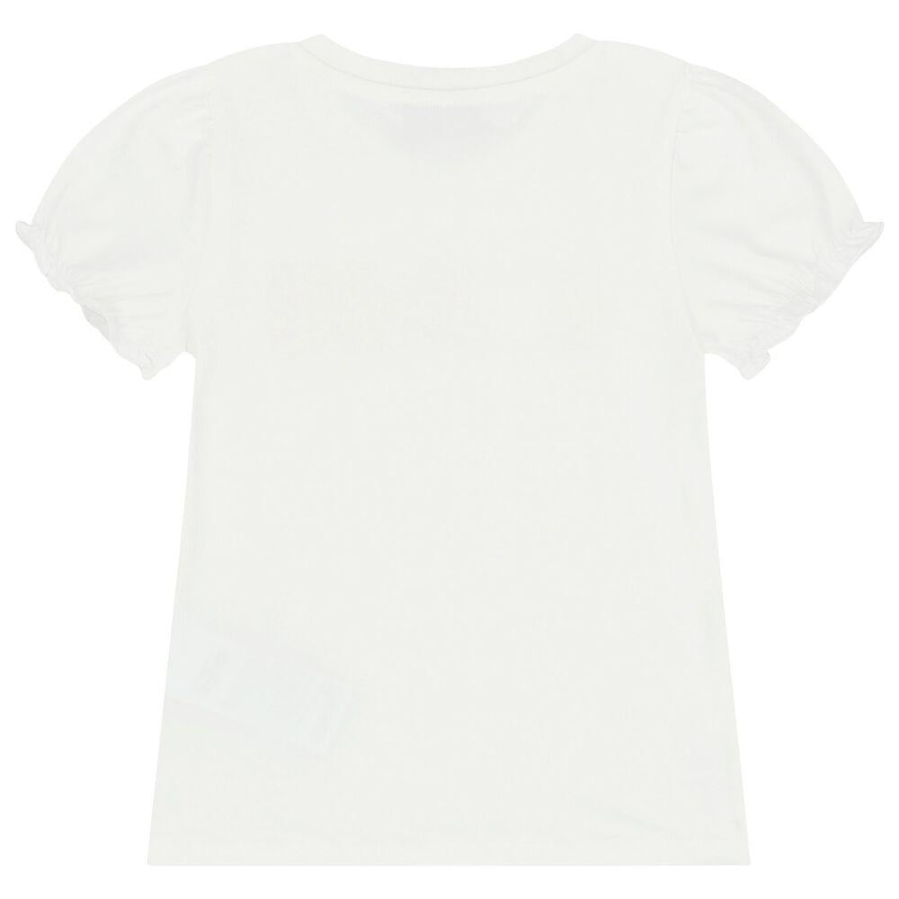 T-shirt avorio per bambina con orsetto