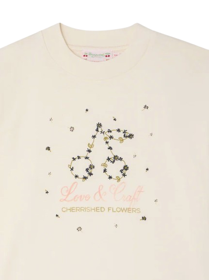 T-shirt Lele con stampa di ciliegie e fiori in cotone biologico S06GTSK00024 102 BONPOINT 