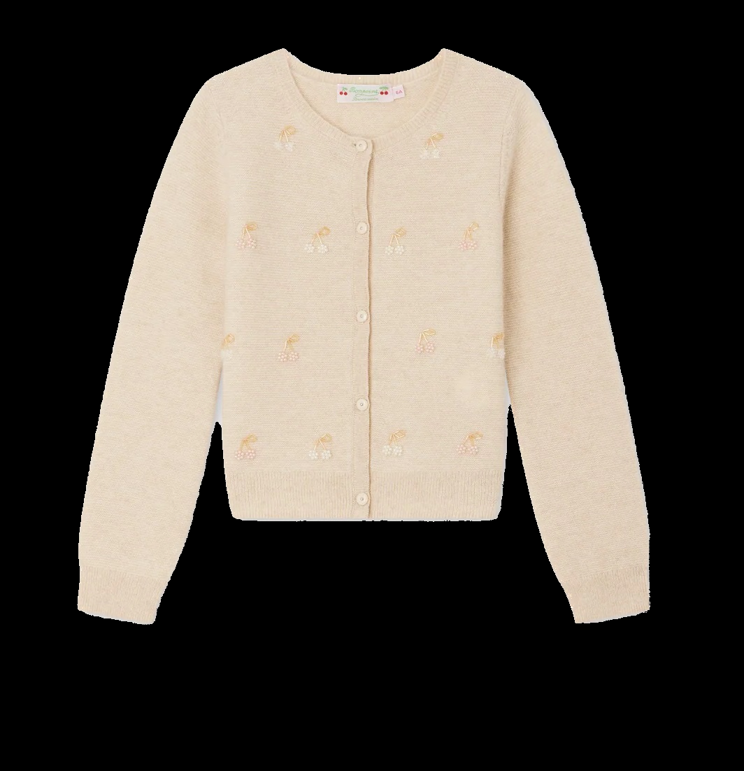 Cardigan naturale con ricami