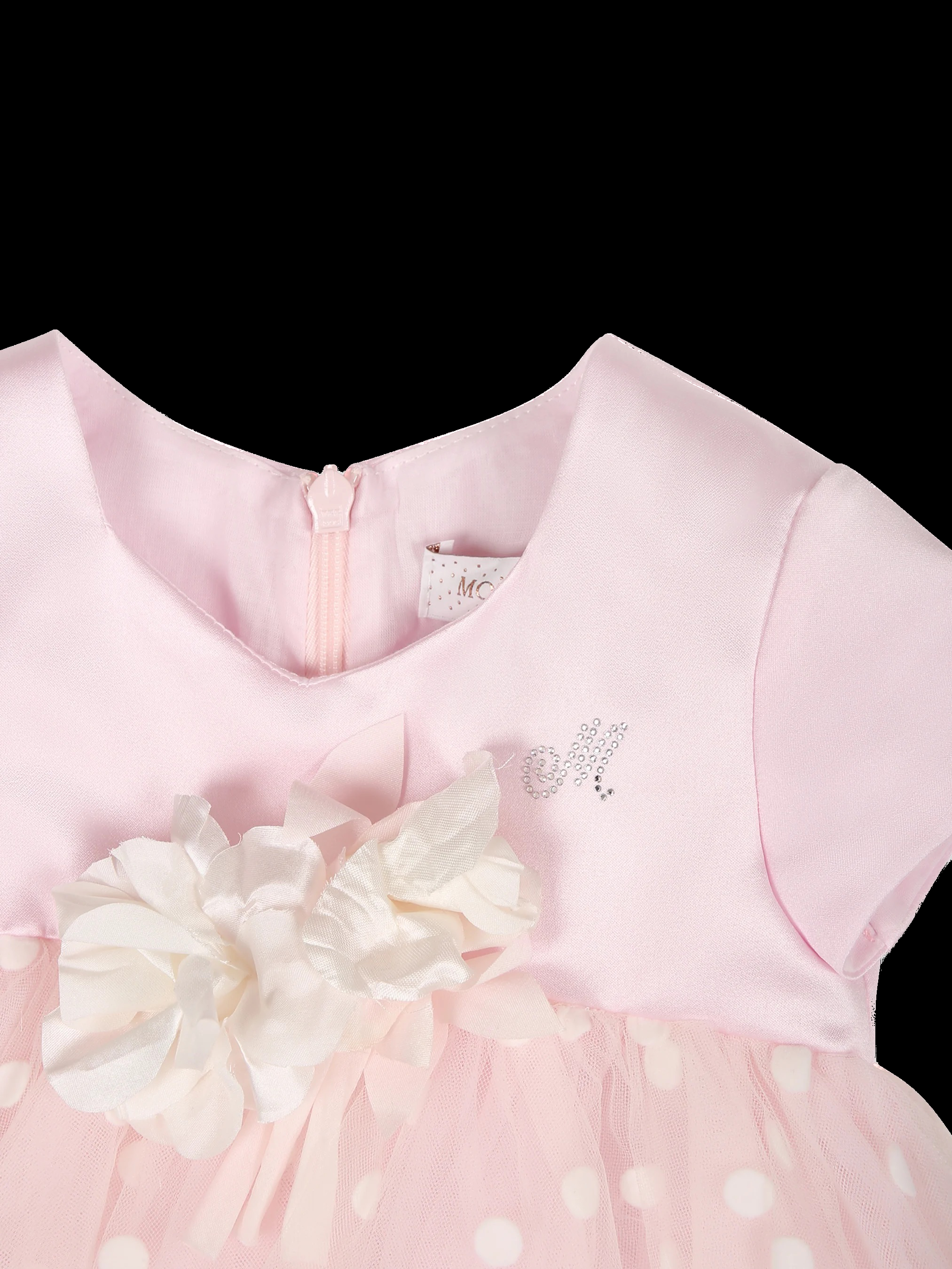 Abito rosa elegante per neonata con pois e tulle