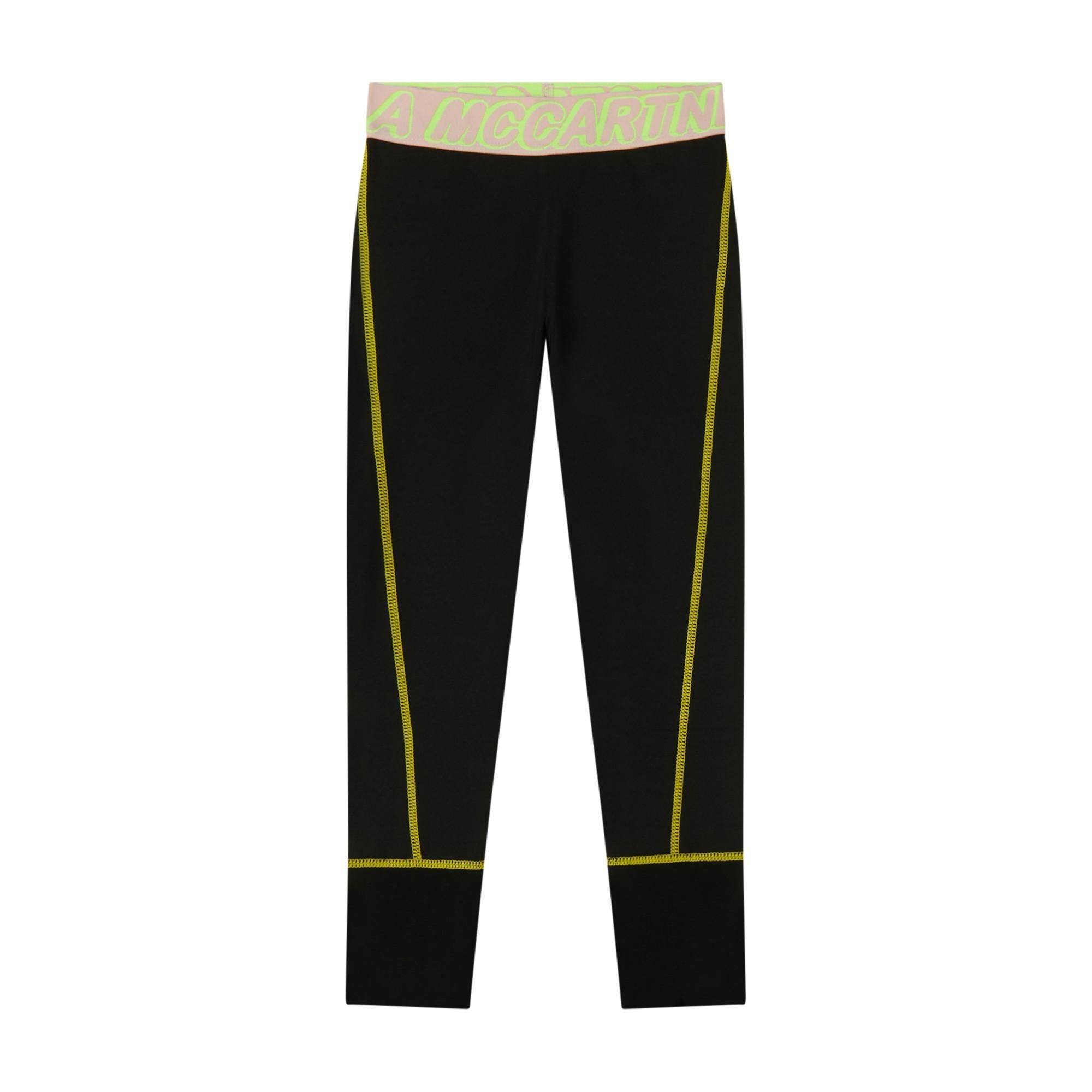 Leggings nero e neon con logo
