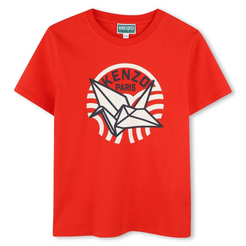 T-shirt con stampa per bambino Kenzo Kids rosso con girocollo