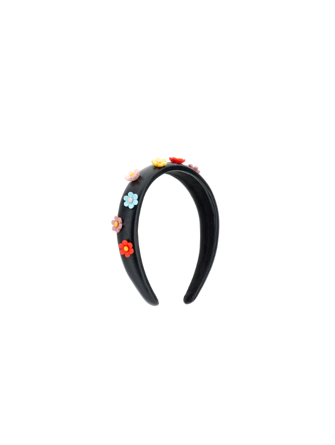 Cerchietto tessuto spalmato con fiori