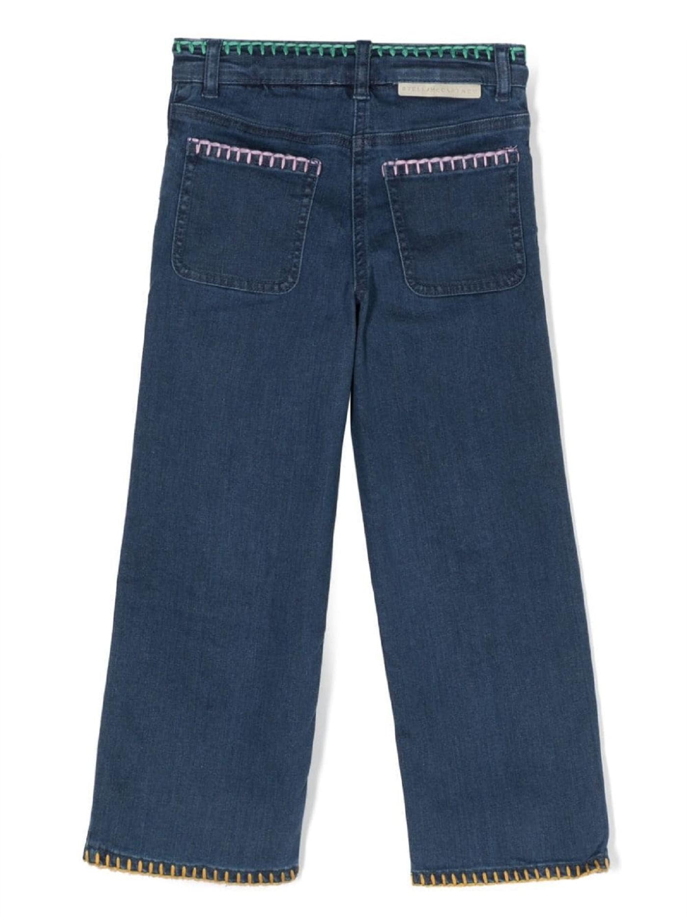 Jeans dritti con ricamo a fiori