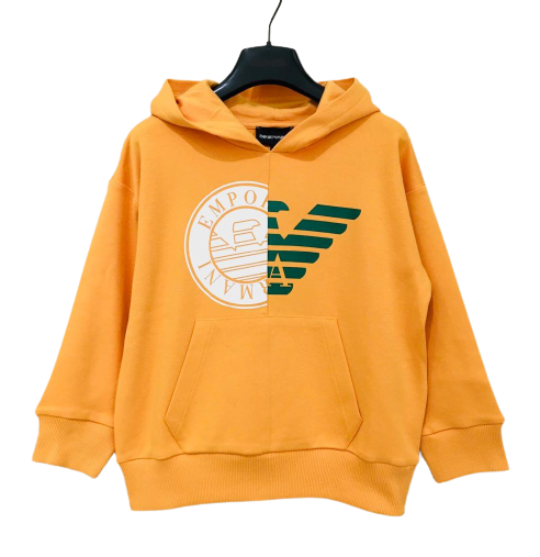 Felpa arancione con cappuccio e maxi logo