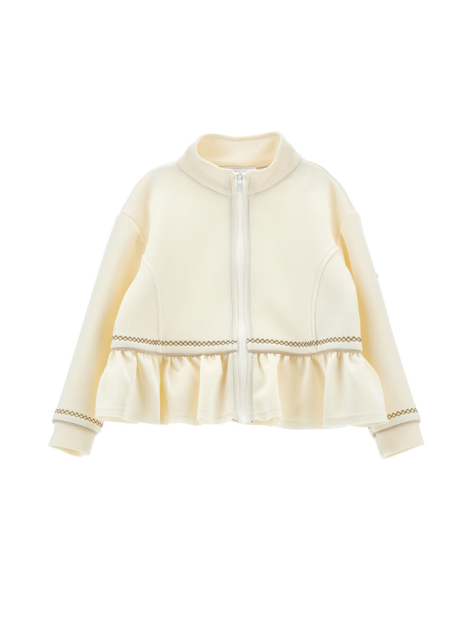 Felpa con zip e volant<BR/> 11F809 6209 0001 MONNALISA 