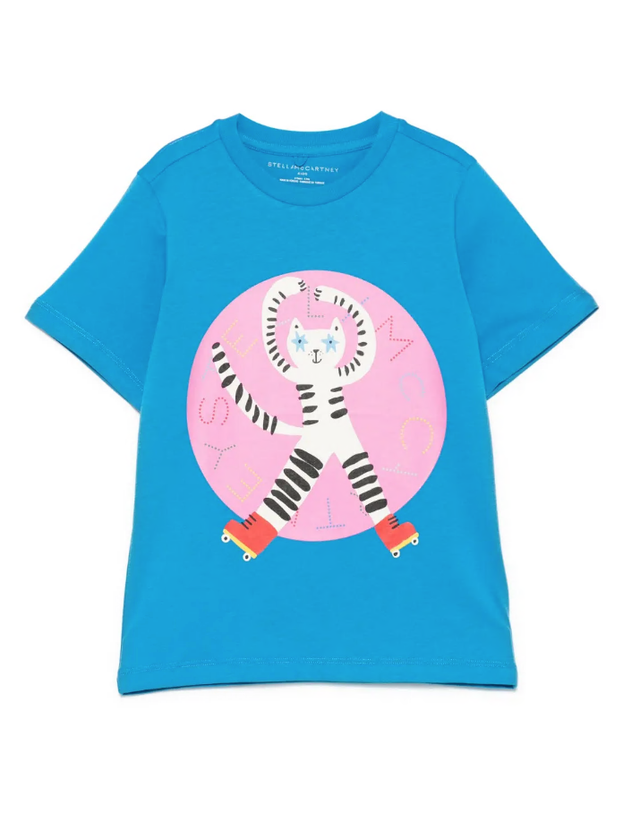 T-shirt blu con stampa