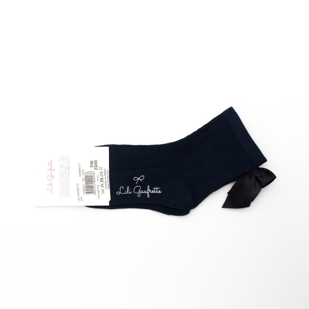 Calze con fiocco bambina blu