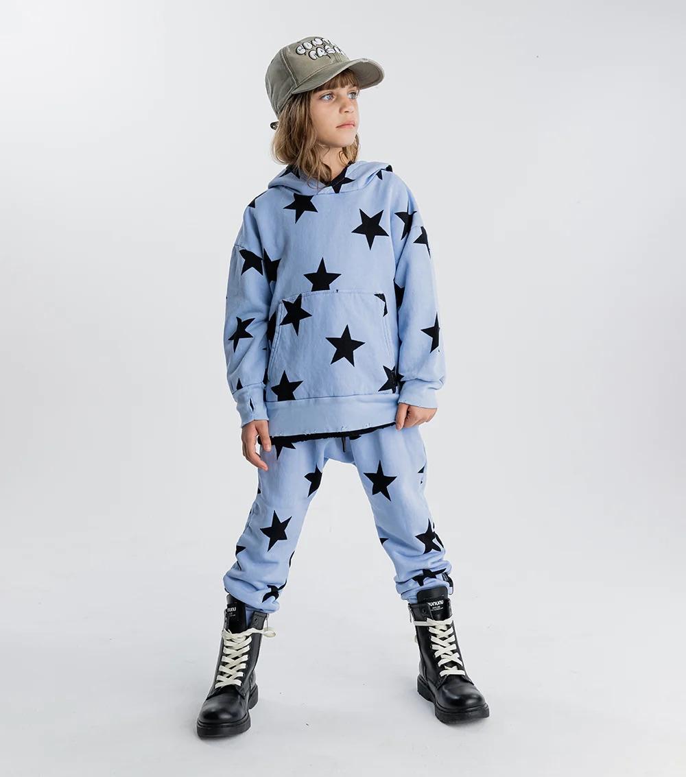 Felpa con cappuccio e stampa stelle NU3531 FOGGY BLUE NUNUNU 